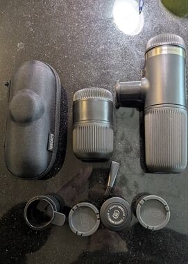 Black Portable Espresso Maker Kit – Compact Travel Coffee Set